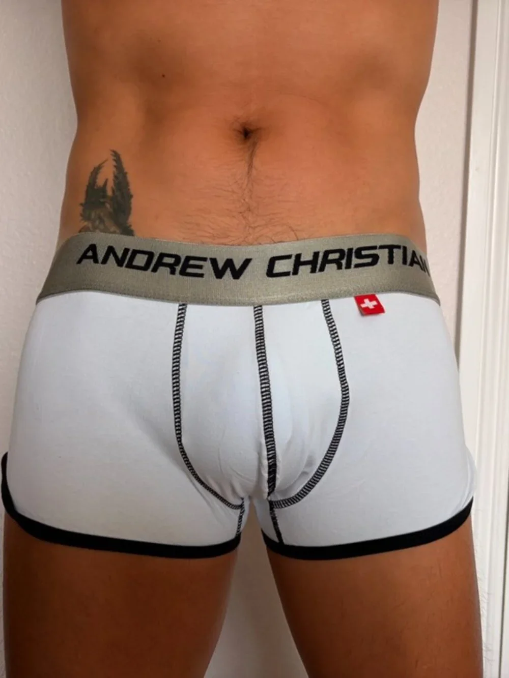 Andrew Christian Vintage Boxer Briefs Trunks Medium White NEW